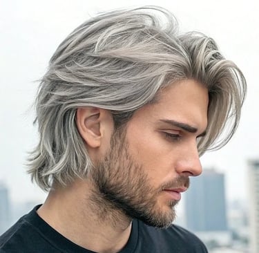 MensHaircut #SilverStyle #ModernGrooming #GQStyle #PolishedLook #TailoredCut  #DesertGlow #PalmDeser