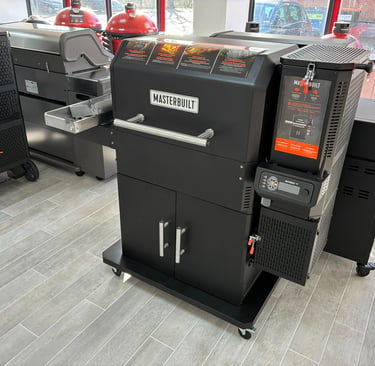 Masterbuilt Gravity Series charcoal grill in a luxury Hampshire outdoor kitchen showroom