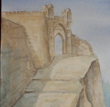 Forteresse de Mandu (India) Aquarelle 24/30 cm