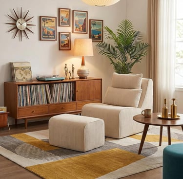 Corduroy Compression Lounge Chair with Ottoman