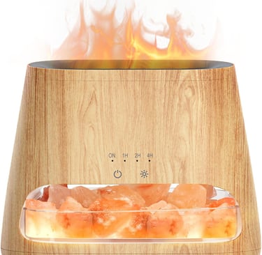 SALKING 2-in-1 Ultrasonic Essential Oil Diffuser & Himalayan Salt Lamp, Aromatherapy Diffuser Cool M