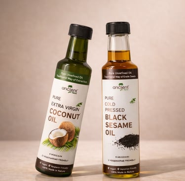 cold pressed black sesame oil extra virgin coconut oil