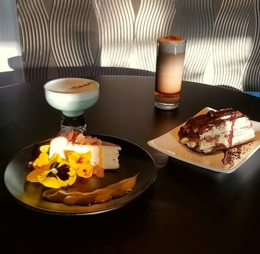 beautiful plated desserts and elegant cocktails at Tonic Bar & Bistro Martinborough 