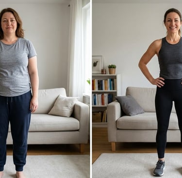 Gewichtsabnahme ab 40: Eine Frau zeigt ihre Transformation und neue Lebensfreude nach gesunder Ernäh