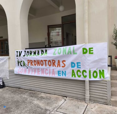 pancarta de promoción de la convivencia en acción
