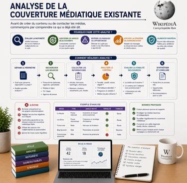 infographie expliquant l’analyse de la couverture médiatique existante