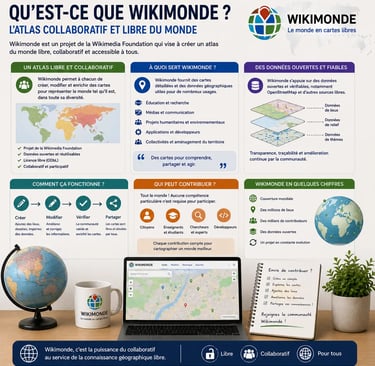 Infographie expliquant ce qu’est Wikimonde, son fonctionnement collaborative
