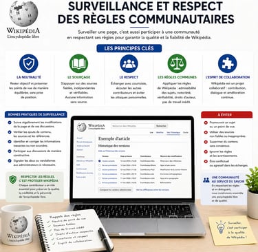 Infographie présentant la surveillance et respect des règles communautaires