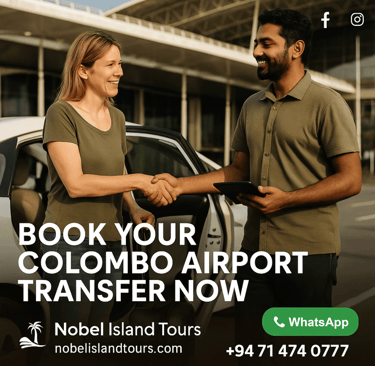 Tourist booking Colombo Airport transfer with Nobel Island Tours driver in Sri Lanka