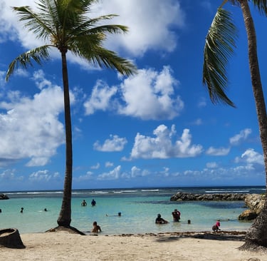 la plage du bourg de sainte anne à 10mn de la villa jolan