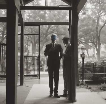 Small green plant growing through mossy concrete.