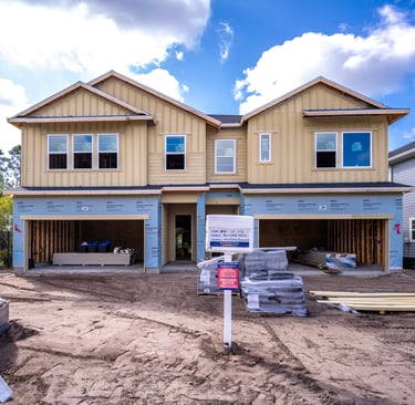 New construction two-story home being built in Jacksonville, Florida, featuring modern coastal-style