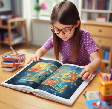 A vibrant artist's workspace with colorful paints, brushes, and a tablet displaying a glowing 3D model in augmented reality.