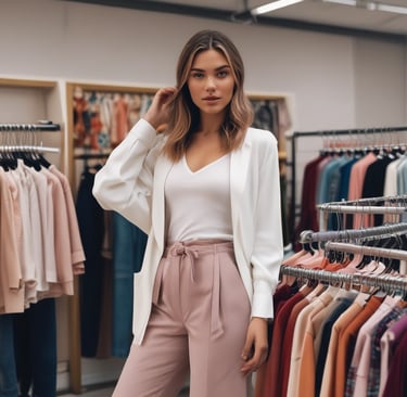 A vibrant display of trendy women's dresses hanging on a boutique rack, showcasing a variety of colors and styles.