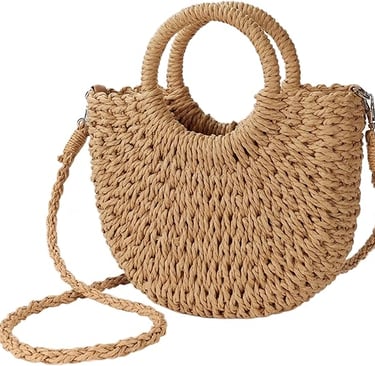 Womens Straw Beach Bag, Woven Crossbody Shoulder Bags