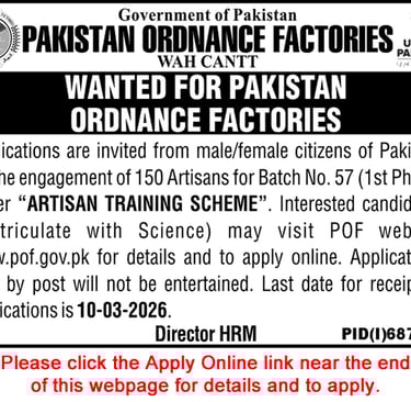 POF Apprenticeships 2026 February Artisans Training Scheme Jobs Apply Online Latest