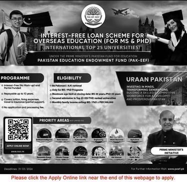  PEEF Interest Free Loan Scheme for Overseas Education for MS & PhD 2026 March Apply Online Latest