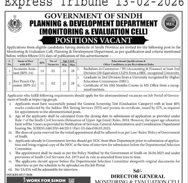 Government Of Sindh Planning and Development Department 