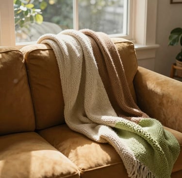 A cozy beige hoodie draped over a chair near a sunlit window with soft shadows and natural greenery.