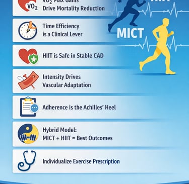 Infographic comparing HIIT and moderate cardio for heart health, showing benefits for VO₂ max, vascu