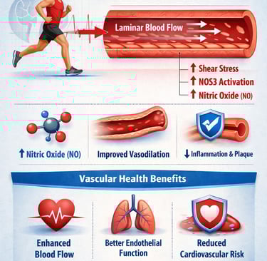 Discover how exercise increases nitric oxide, enhances blood flow, and improves endothelial function
