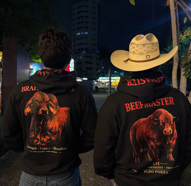 Sudadera ganadera con diseño Brahman Rojo y Beefmaster