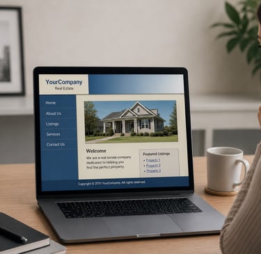 Business owner reviewing an outdated website design
