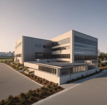 Exterior view of Varad Industries office and factory buildings under clear sky