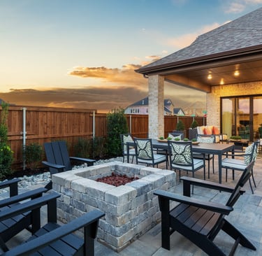 pavers patio outdoors space in a back yard