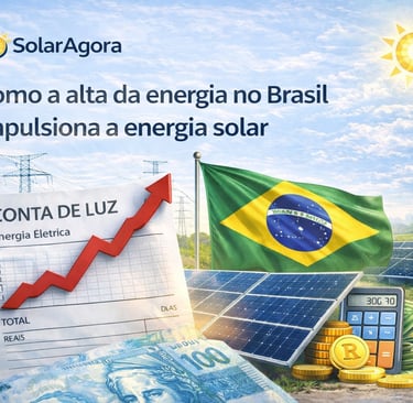 aumento da conta de luz no Brasil impulsionando o crescimento da energia solar com painéis solares e