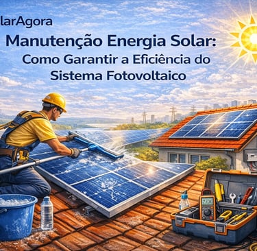 Técnico realizando manutenção e limpeza em painéis solares em um sistema fotovoltaico instalado no t