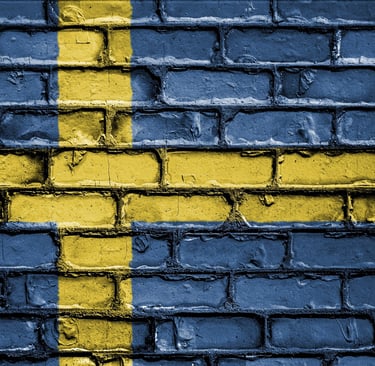 Swedish flag painted on a wall