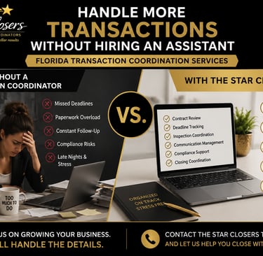 Star Closers Florida transaction coordination services comparison showing benefits for real estate agents.