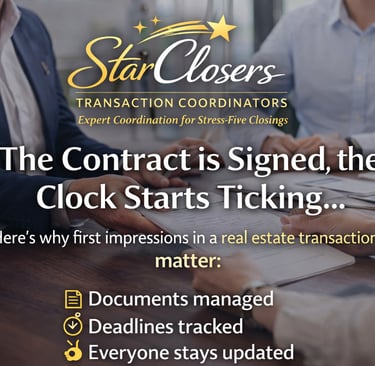 Real estate closing process with transaction coordinator managing documents and deadlines in Florida
