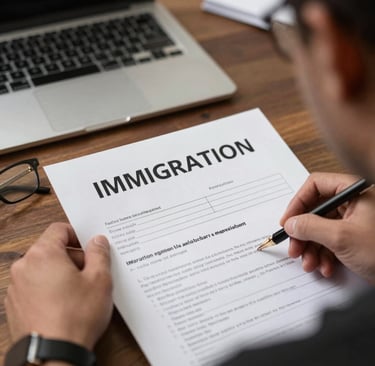 Close-up of hands filling out legal document templates in a civil case preparation class.