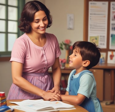 A candid moment of a parent laughing joyfully while talking about their experience.