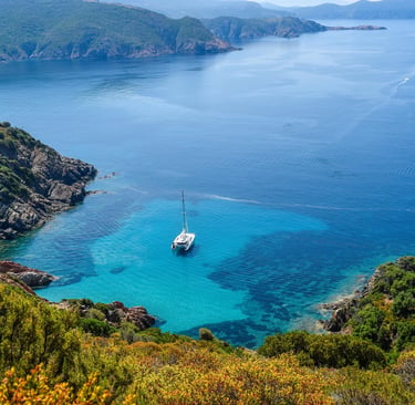  cruise ship sailing across blue lagoon ocean 