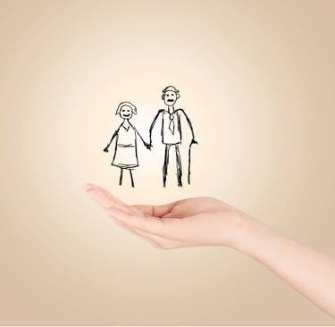 Dibujo de unos abuelitos tomados de la mano