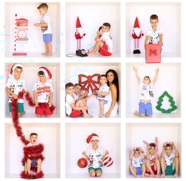 Family Christmas portrait photography session in matching pyjamas at In The Box Studio Perth