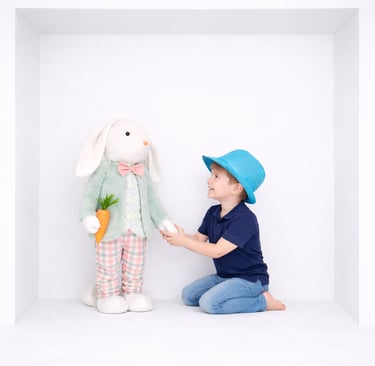 Easter kids portrait photography session with Easter bunny prop at In The Box Studio Perth