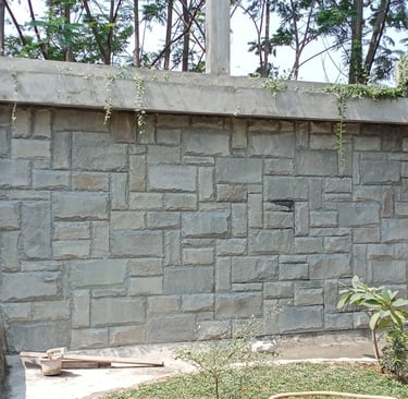 Modern andesit grey natural stone wall cladding for home exterior garden