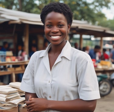 Smiling woman happily unboxing a package at home