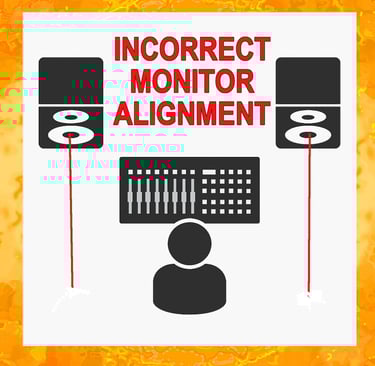 drawing of an improper monitor setup for a recording studio
