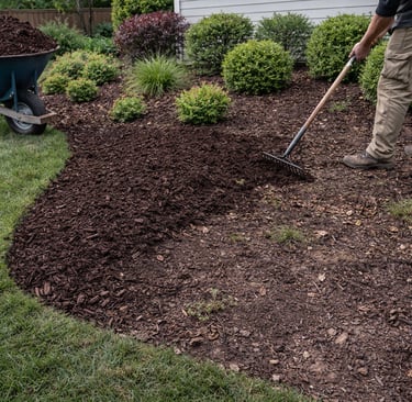 installing new brown mulch