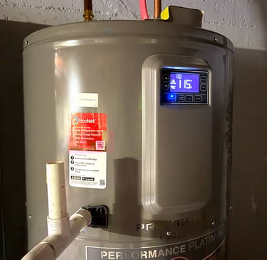 a water heater with a digital display installed in home in saco maine