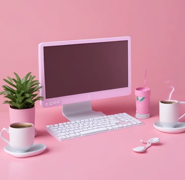 A cozy workspace with a laptop, coffee cup, and notes, symbolizing digital communication.