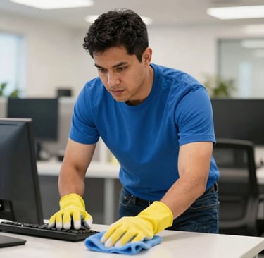 a women cleaning