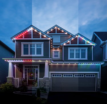 MyLites permanent outdoor Holiday lighting installation on home