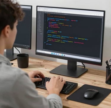 Close-up of a student solving a complex math problem on a tablet with red and black interface elements.