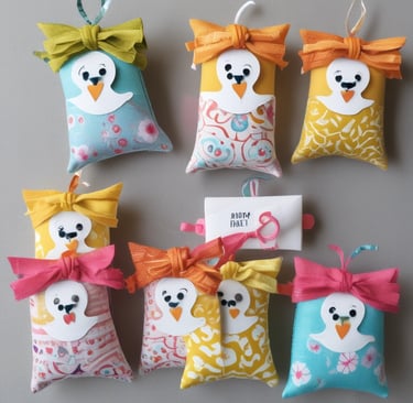 Artisanal baby shower decorations featuring soft pastel colors and handmade details.